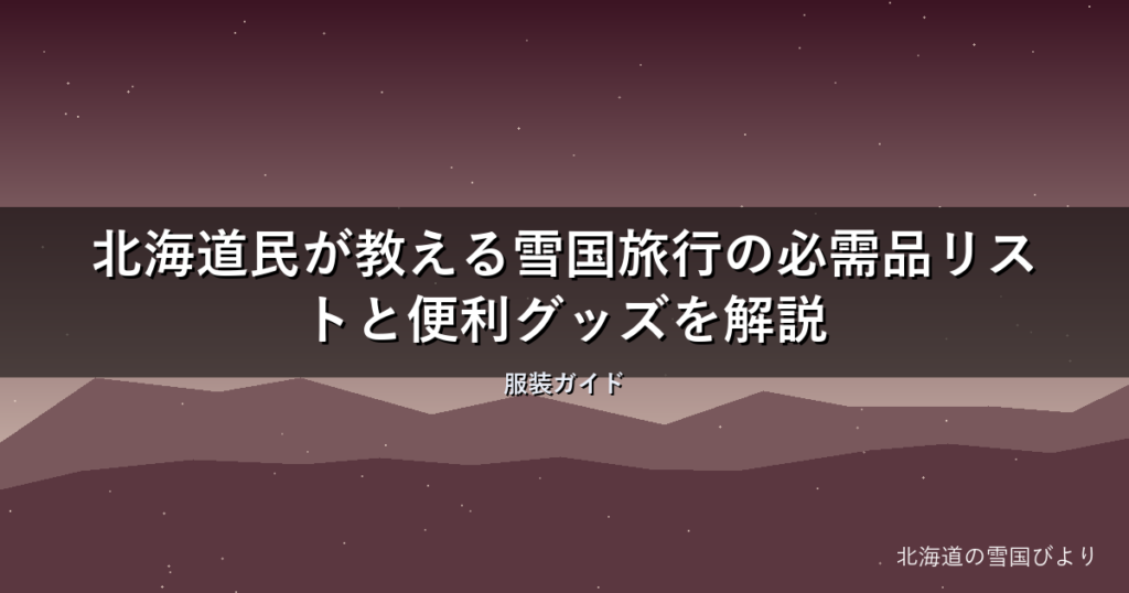 【2026年】北海道民が教える雪国旅行の必需品リストと便利グッズを解説
