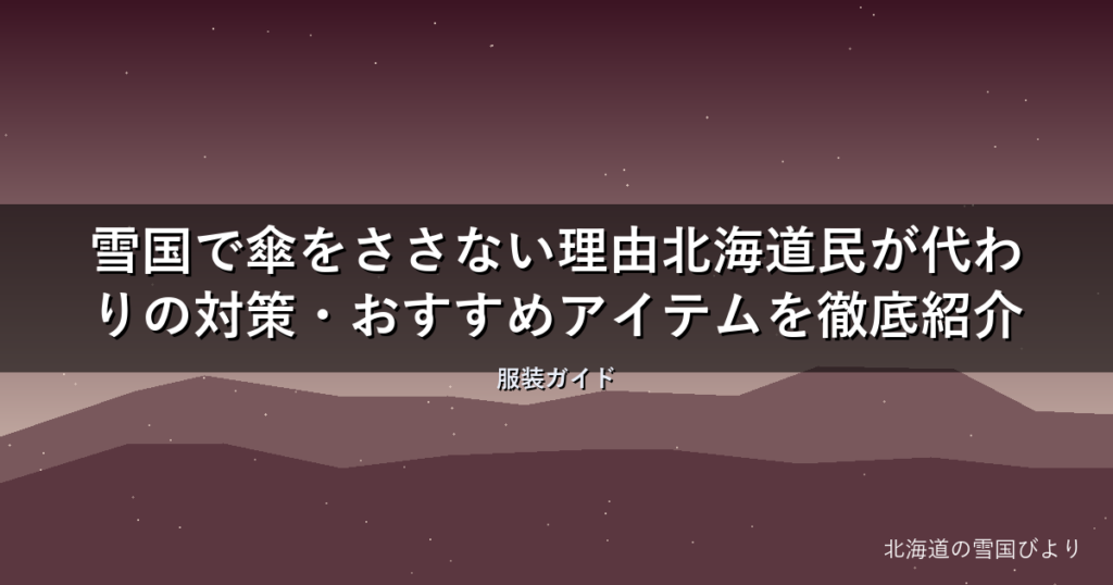 雪国で傘をささない理由【完全解説】北海道民が代わりの対策・おすすめアイテムを徹底紹介