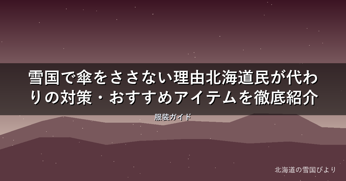 雪国で傘をささない理由【完全解説】北海道民が代わりの対策・おすすめアイテムを徹底紹介