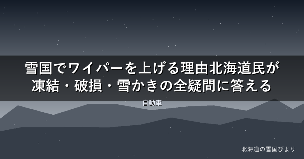 雪国でワイパーを上げる理由【完全解説】北海道民が凍結・破損・雪かきの全疑問に答える