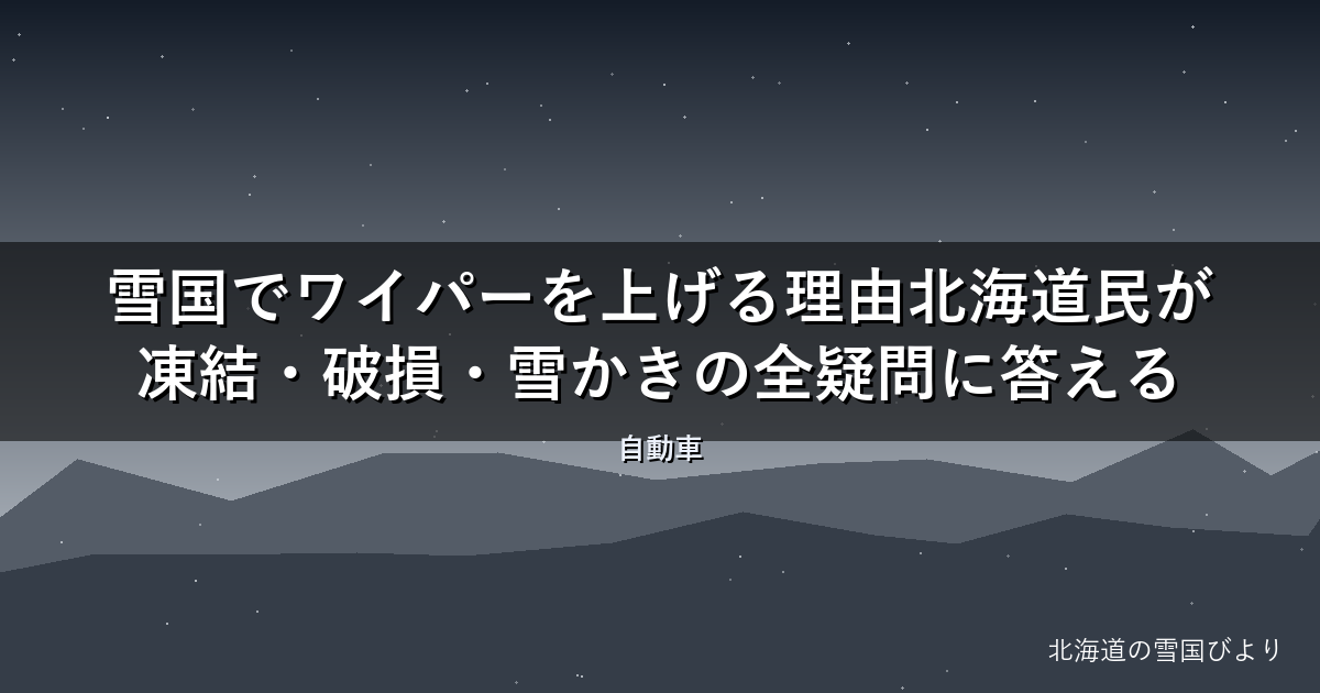 雪国でワイパーを上げる理由【完全解説】北海道民が凍結・破損・雪かきの全疑問に答える