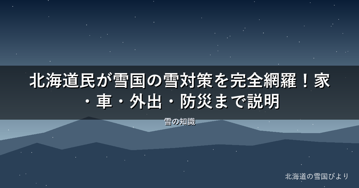 【2026年版】北海道民が雪国の雪対策を完全網羅!家・車・外出・防災まで説明