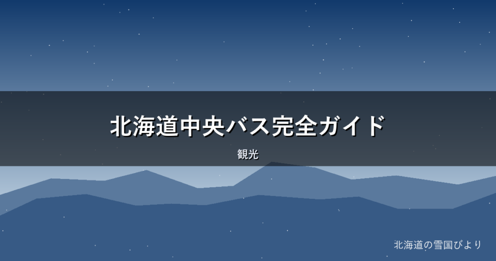 北海道中央バス完全ガイド｜路線・乗り方・支払い方法・高速バスを解説