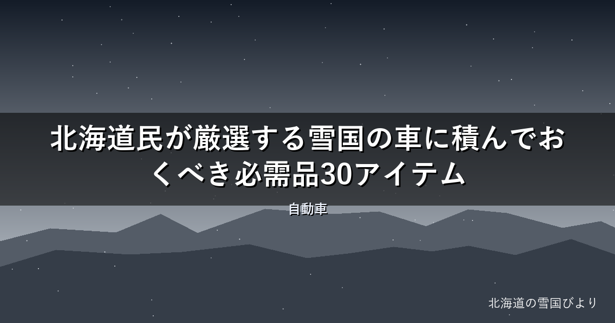 【2026年版】北海道民が厳選する雪国の車に積んでおくべき必需品30アイテム
