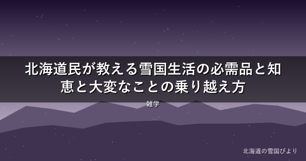 【2026年版】北海道民が教える雪国生活の必需品と知恵と大変なことの乗り越え方
