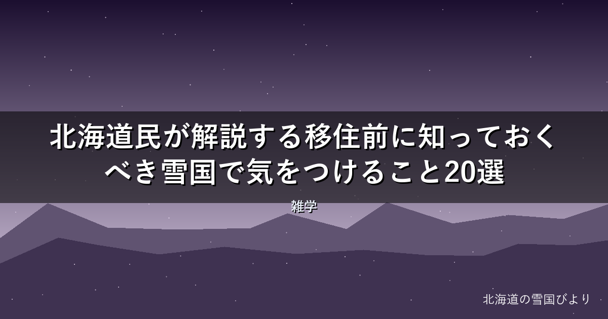 【2026年版】北海道民が解説する移住前に知っておくべき雪国で気をつけること20選